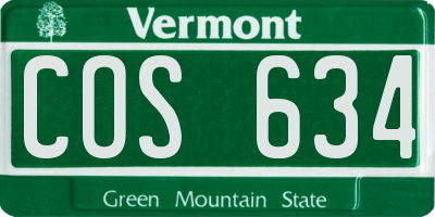 VT license plate COS634