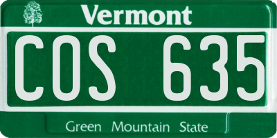 VT license plate COS635