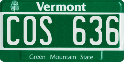 VT license plate COS636