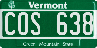 VT license plate COS638