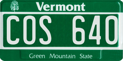 VT license plate COS640