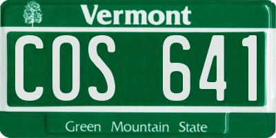 VT license plate COS641