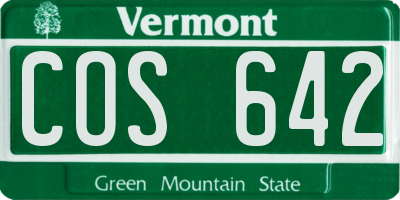 VT license plate COS642