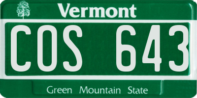 VT license plate COS643