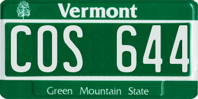 VT license plate COS644