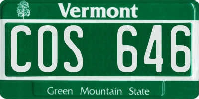 VT license plate COS646