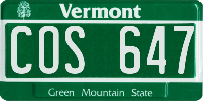 VT license plate COS647