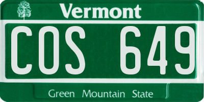 VT license plate COS649