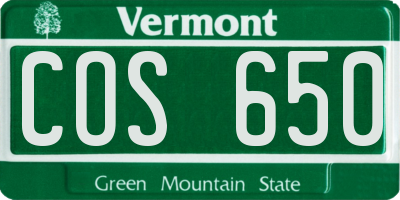 VT license plate COS650