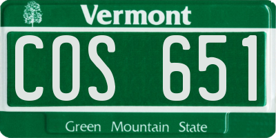 VT license plate COS651