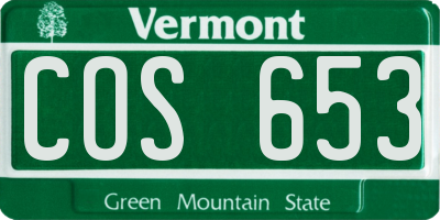 VT license plate COS653