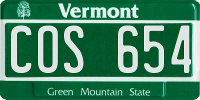 VT license plate COS654