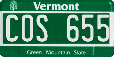 VT license plate COS655
