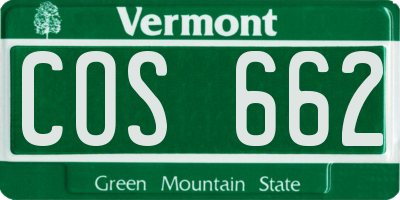 VT license plate COS662