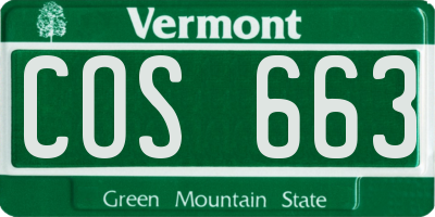 VT license plate COS663