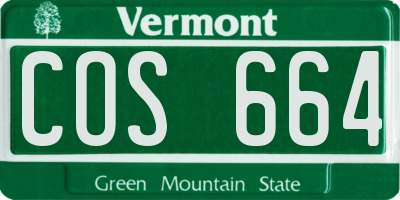 VT license plate COS664