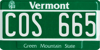 VT license plate COS665