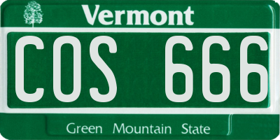 VT license plate COS666