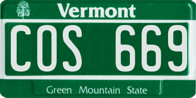 VT license plate COS669