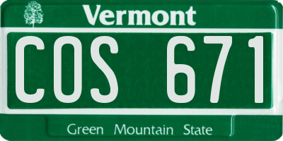VT license plate COS671