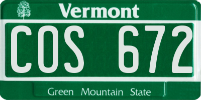 VT license plate COS672