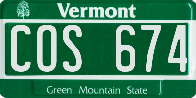 VT license plate COS674