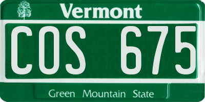 VT license plate COS675