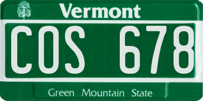 VT license plate COS678