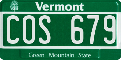 VT license plate COS679