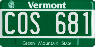 VT license plate COS681