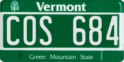 VT license plate COS684