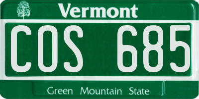 VT license plate COS685