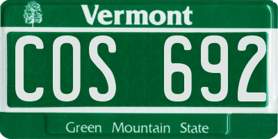 VT license plate COS692