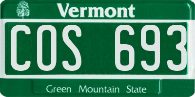 VT license plate COS693