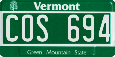 VT license plate COS694