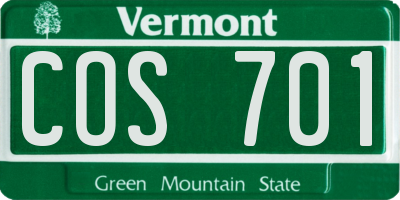 VT license plate COS701