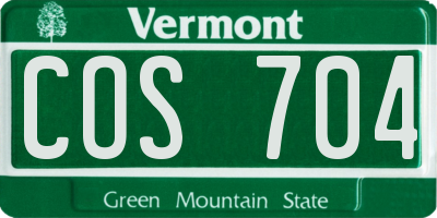 VT license plate COS704