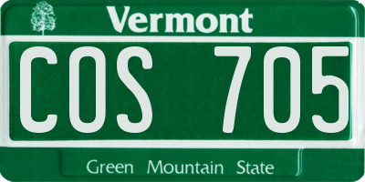 VT license plate COS705