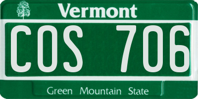 VT license plate COS706