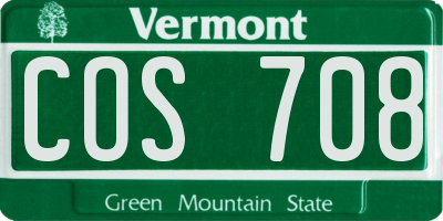 VT license plate COS708
