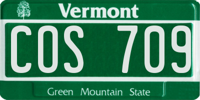VT license plate COS709
