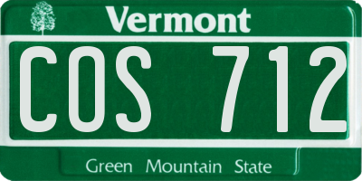 VT license plate COS712