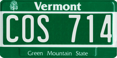 VT license plate COS714