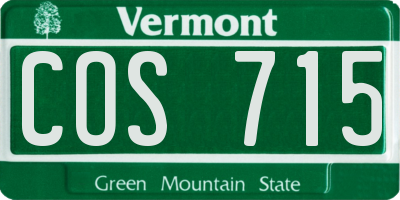 VT license plate COS715
