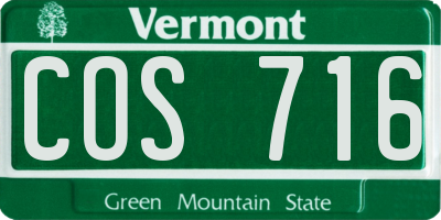 VT license plate COS716