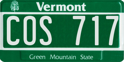 VT license plate COS717