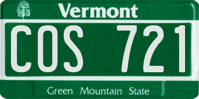 VT license plate COS721