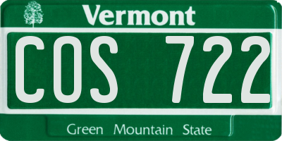 VT license plate COS722