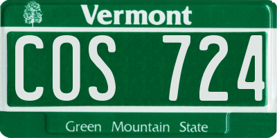 VT license plate COS724