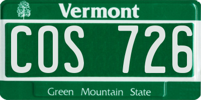 VT license plate COS726